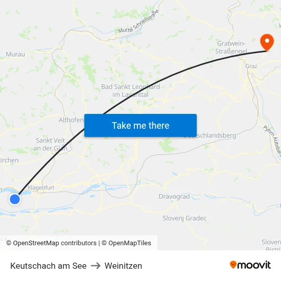 Keutschach am See to Weinitzen map