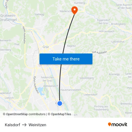 Kalsdorf to Weinitzen map