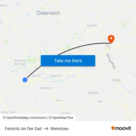 Feistritz An Der Gail to Weinitzen map