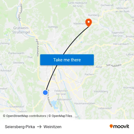 Seiersberg-Pirka to Weinitzen map