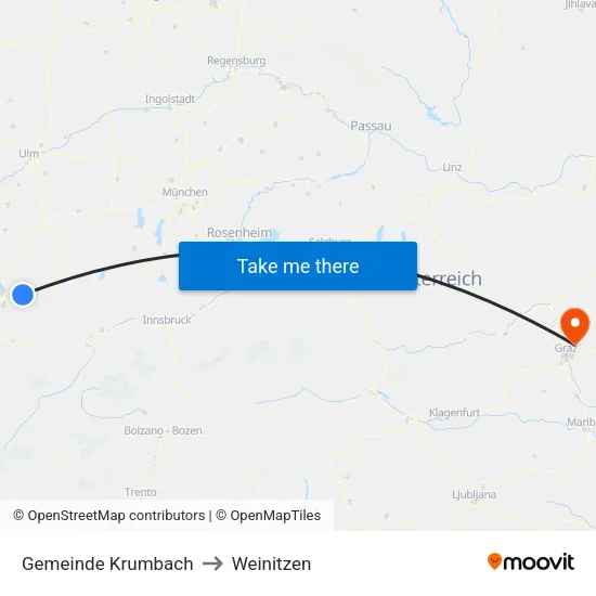 Gemeinde Krumbach to Weinitzen map