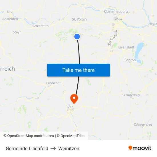 Gemeinde Lilienfeld to Weinitzen map