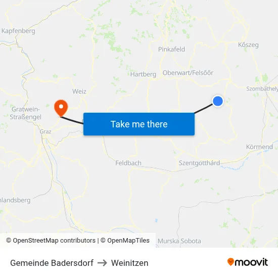 Gemeinde Badersdorf to Weinitzen map