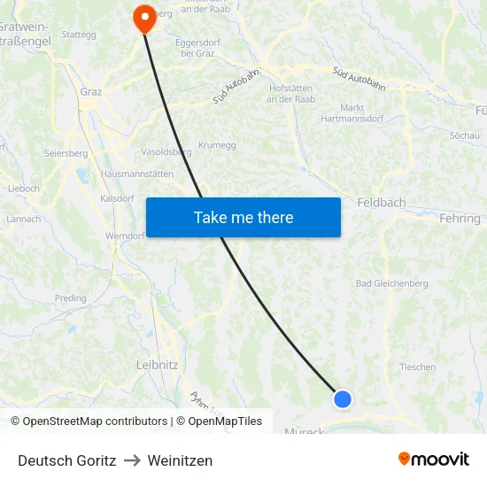 Deutsch Goritz to Weinitzen map