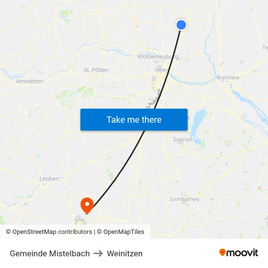 Gemeinde Mistelbach to Weinitzen map
