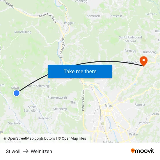 Stiwoll to Weinitzen map