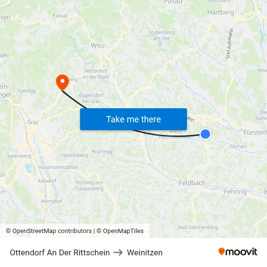 Ottendorf An Der Rittschein to Weinitzen map