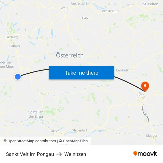 Sankt Veit Im Pongau to Weinitzen map