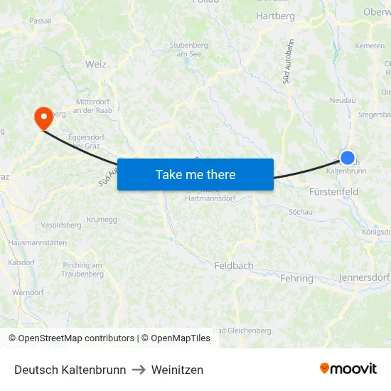 Deutsch Kaltenbrunn to Weinitzen map