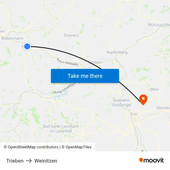 Trieben to Weinitzen map