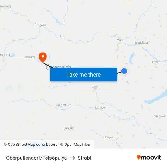 Oberpullendorf/Felsőpulya to Strobl map