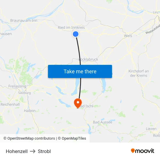 Hohenzell to Strobl map