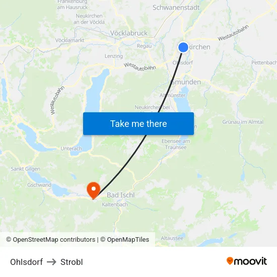 Ohlsdorf to Strobl map