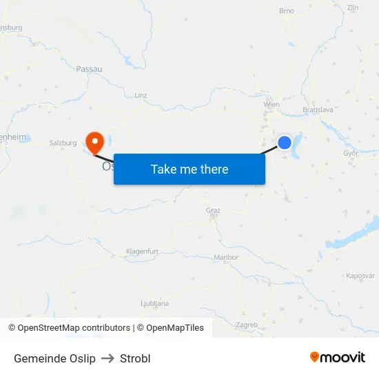 Gemeinde Oslip to Strobl map