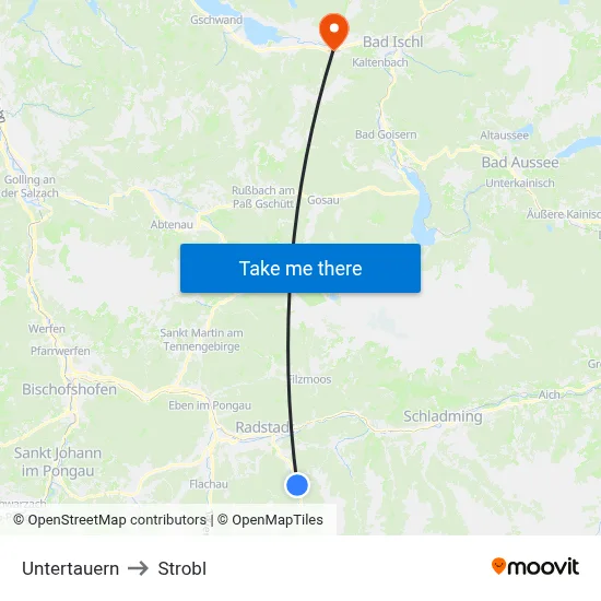 Untertauern to Strobl map