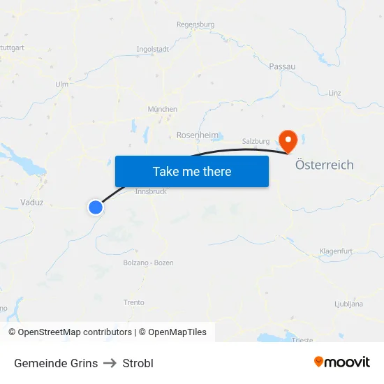 Gemeinde Grins to Strobl map