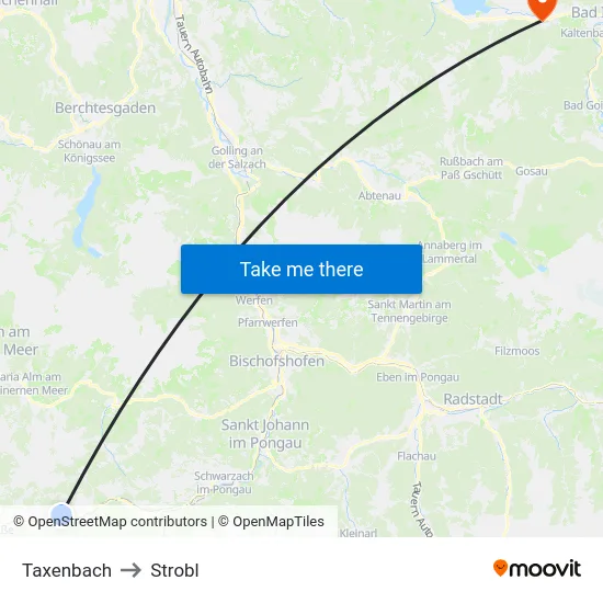 Taxenbach to Strobl map