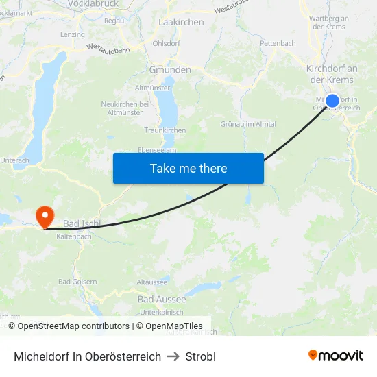 Micheldorf In Oberösterreich to Strobl map