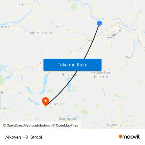 Alkoven to Strobl map