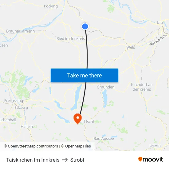 Taiskirchen Im Innkreis to Strobl map