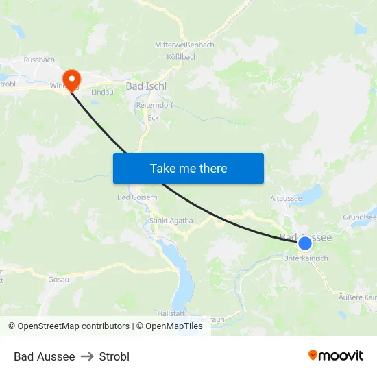 Bad Aussee to Strobl map