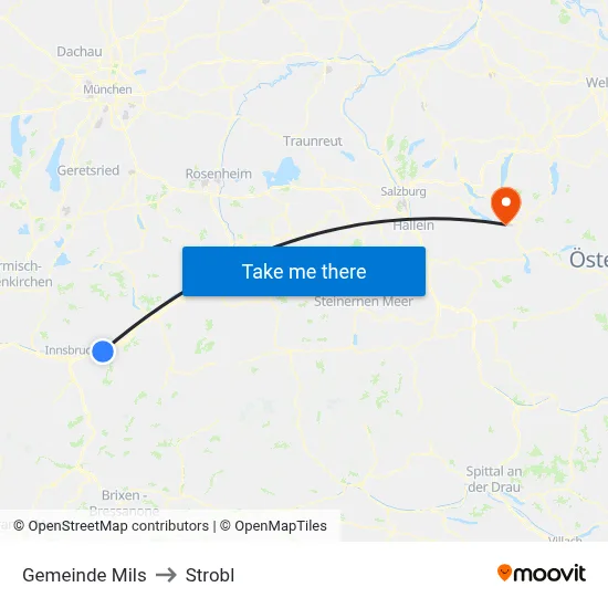 Gemeinde Mils to Strobl map