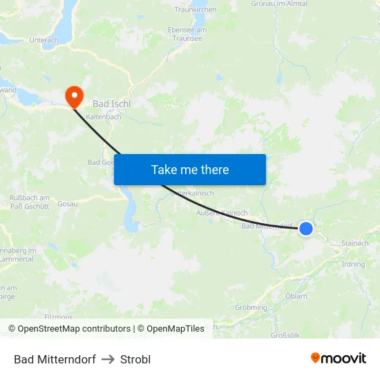 Bad Mitterndorf to Strobl map