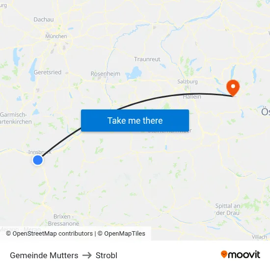 Gemeinde Mutters to Strobl map