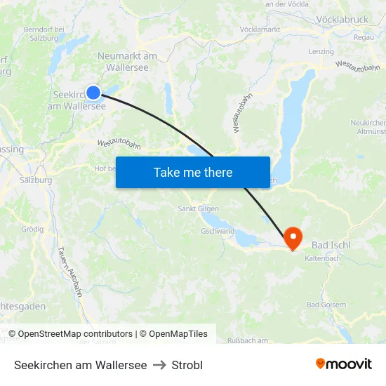Seekirchen am Wallersee to Strobl map