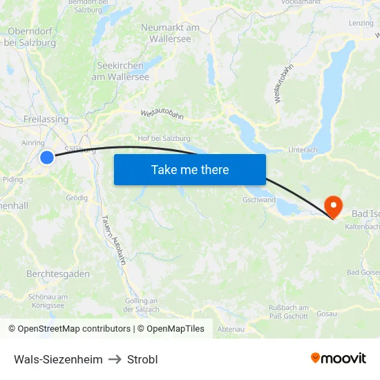 Wals-Siezenheim to Strobl map