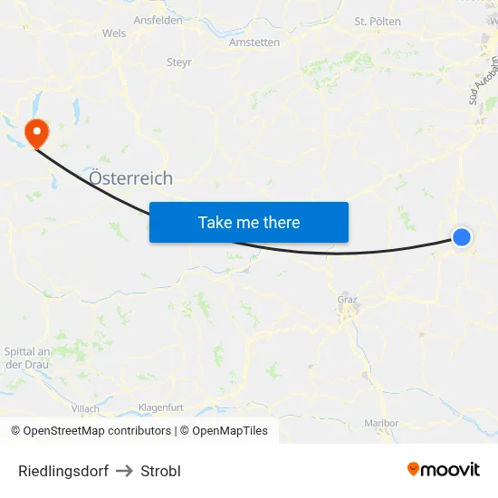Riedlingsdorf to Strobl map
