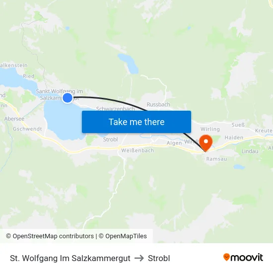 St. Wolfgang Im Salzkammergut to Strobl map