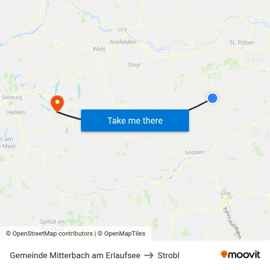 Gemeinde Mitterbach am Erlaufsee to Strobl map