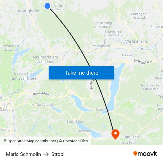 Maria Schmolln to Strobl map
