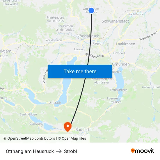 Ottnang am Hausruck to Strobl map