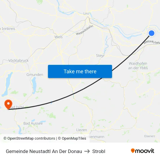 Gemeinde Neustadtl An Der Donau to Strobl map