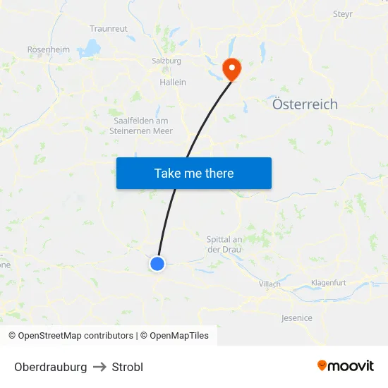 Oberdrauburg to Strobl map