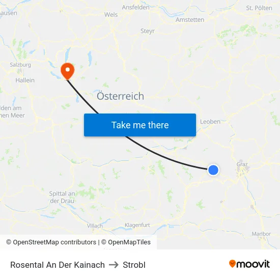 Rosental An Der Kainach to Strobl map