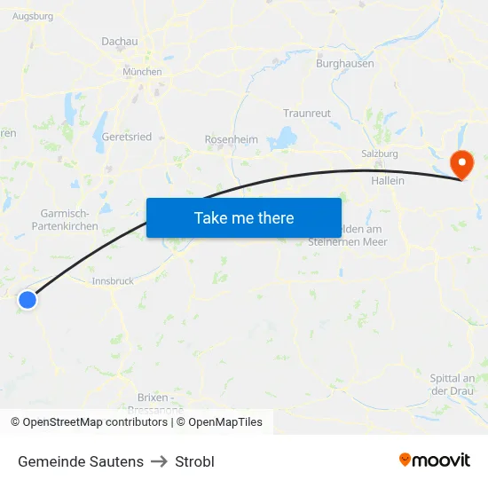 Gemeinde Sautens to Strobl map