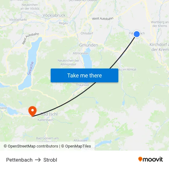 Pettenbach to Strobl map