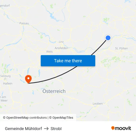 Gemeinde Mühldorf to Strobl map