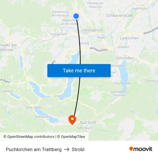 Puchkirchen am Trattberg to Strobl map