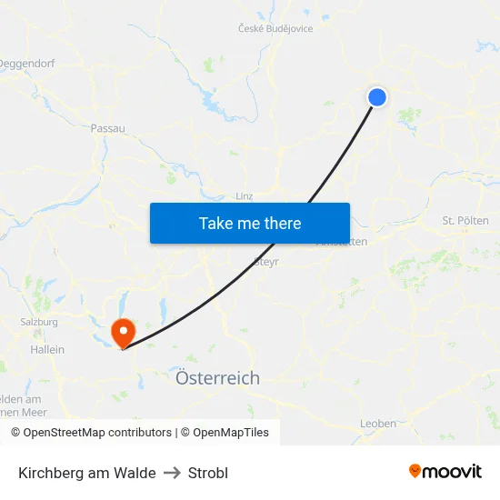 Kirchberg am Walde to Strobl map