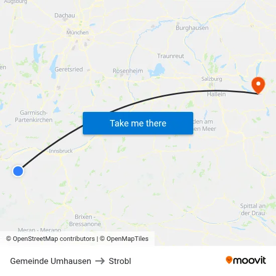 Gemeinde Umhausen to Strobl map