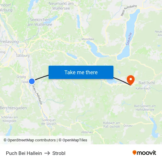 Puch Bei Hallein to Strobl map