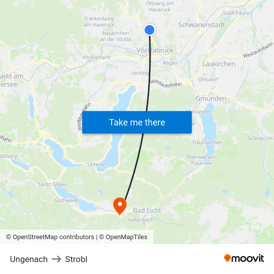 Ungenach to Strobl map