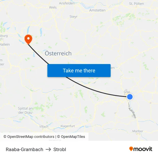 Raaba-Grambach to Strobl map