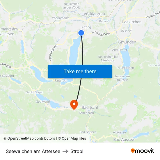 Seewalchen am Attersee to Strobl map