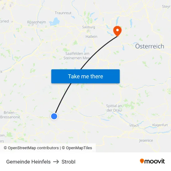Gemeinde Heinfels to Strobl map
