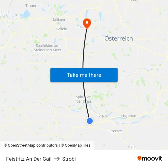 Feistritz An Der Gail to Strobl map